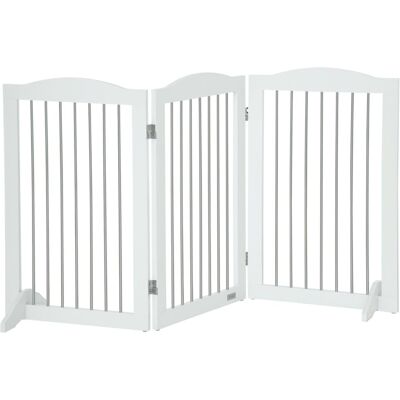 PawHut Ogrodzenie Dla Psów, Zabezpieczenie Drzwi, Składane Ogrodzenie z podstawą, 3 Panele, Zabezpieczenie Na Schody I Korytarz, Białe, 154 x 30 x 8.. PawHut Ogrodzenie Dla Psów, Zabezpieczenie Drzwi, Składane Ogrodzenie z podstawą, 3 Panele, Zabezpieczenie Na Schody I Korytarz, Białe, 154 x 30 x 8..