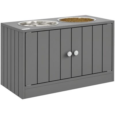 PawHut Podwyższona Miska dla Psów z Przestrzenią na Karmę i Wodę, 2 x 2000ml Miski ze Stali Nierdzewnej, dla Dużych Psów, Szara PawHut Podwyższona Miska dla Psów z Przestrzenią na Karmę i Wodę, 2 x 2000ml Miski ze Stali Nierdzewnej, dla Dużych Psów, Szara
