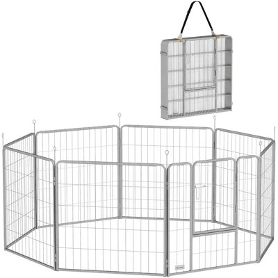 PawHut Puppy Playpen 8-częściowy zestaw, wybieg dla szczeniąt z 8 panelami kratowymi, drzwiami, kołkami do mocowania na ziemi, elastyczną osłoną och.. PawHut Puppy Playpen 8-częściowy zestaw, wybieg dla szczeniąt z 8 panelami kratowymi, drzwiami, kołkami do mocowania na ziemi, elastyczną osłoną och..