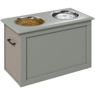 PawHut Stacja Karmienia Dla Psów z Schowkiem i 2 Miskami ze Stali Nierdzewnej Karmnik dla Kotów Miska Stal Nierdzewna Szary 60 x 30 x 41 cm PawHut Stacja Karmienia Dla Psów z Schowkiem i 2 Miskami ze Stali Nierdzewnej Karmnik dla Kotów Miska Stal Nierdzewna Szary 60 x 30 x 41 cm