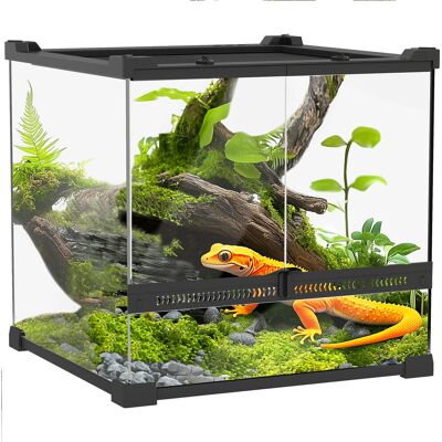 PawHut Szklane terrarium dla gadów, wiwarium dla gadów z wentylacją z przodu, zamek z gałką zabezpieczającą czarną przed ucieczką, szklana obudowa d.. PawHut Szklane terrarium dla gadów, wiwarium dla gadów z wentylacją z przodu, zamek z gałką zabezpieczającą czarną przed ucieczką, szklana obudowa d..