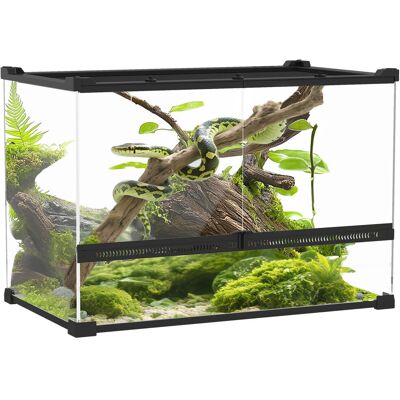 PawHut Szklane terrarium dla gadów, wiwarium dla gadów z wentylacją z przodu, zamek z gałką zabezpieczającą czarną przed ucieczką, szklana obudowa d.. PawHut Szklane terrarium dla gadów, wiwarium dla gadów z wentylacją z przodu, zamek z gałką zabezpieczającą czarną przed ucieczką, szklana obudowa d..