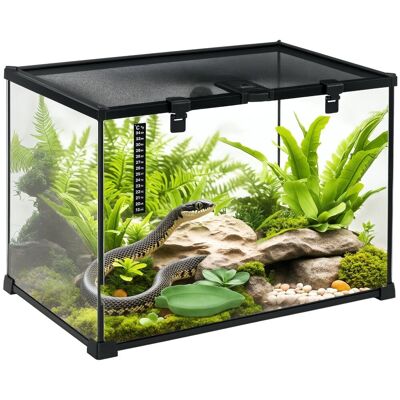 PawHut terrarium dla gadów terrarium szklane płazy pajęczaki z termometrem zbiornik hodowlany gadów metalowy czarny 50 x 30 x 35 cm PawHut terrarium dla gadów terrarium szklane płazy pajęczaki z termometrem zbiornik hodowlany gadów metalowy czarny 50 x 30 x 35 cm