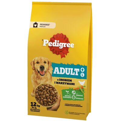 Pedigree Adult 12kg Z Drobiem I Warzywami Sucha Karma Dla Psów Średnich I Dużych Ras Pedigree Adult 12kg Z Drobiem I Warzywami Sucha Karma Dla Psów Średnich I Dużych Ras