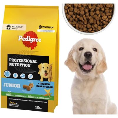 PEDIGREE Junior Professional Nutrition 12 kg z drobiem i warzywami - sucha karma dla szczeniąt psów dużych i średnich ras PEDIGREE Junior Professional Nutrition 12 kg z drobiem i warzywami - sucha karma dla szczeniąt psów dużych i średnich ras