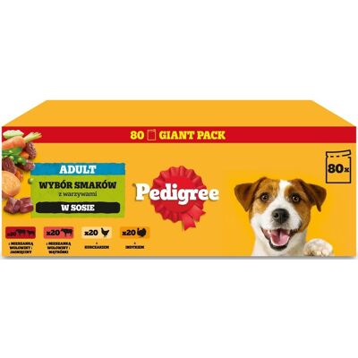 Pedigree Saszetka Sos Adult Indyk Jagnięcina Wołowina Kurczak 80x100g Pedigree Saszetka Sos Adult Indyk Jagnięcina Wołowina Kurczak 80x100g