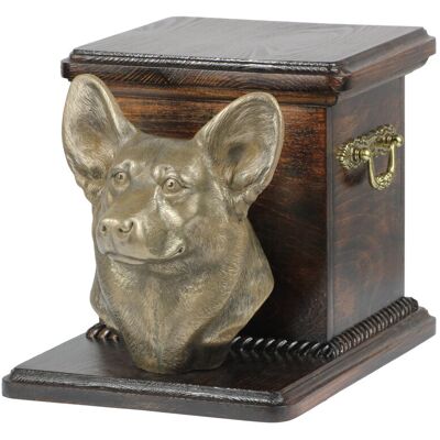 Pembroke Welsh Corgi - skrzynia pamiątkowa psa ze statuetką, elegancka skrzynia dla psa, wyjątkowa skrzynia z popiersiem psa marki Art-Dog Pembroke Welsh Corgi - skrzynia pamiątkowa psa ze statuetką, elegancka skrzynia dla psa, wyjątkowa skrzynia z popiersiem psa marki Art-Dog