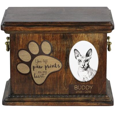 Peterbald - skrzynia pamiątkowa kota, skrzynia dla kota ze zdjęciem, personalizowane pudełko na kocie pamiątki marki Art-Dog Peterbald - skrzynia pamiątkowa kota, skrzynia dla kota ze zdjęciem, personalizowane pudełko na kocie pamiątki marki Art-Dog