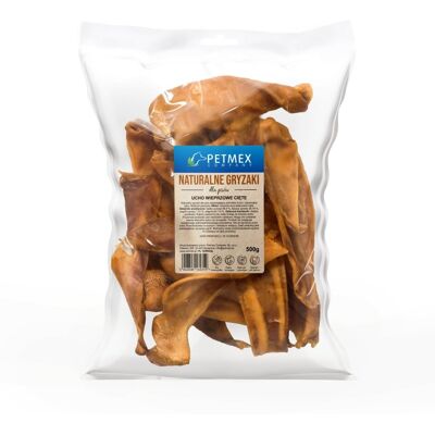 PETMEX Ucho wieprzowe cięte gryzak naturalny 500g PETMEX Ucho wieprzowe cięte gryzak naturalny 500g