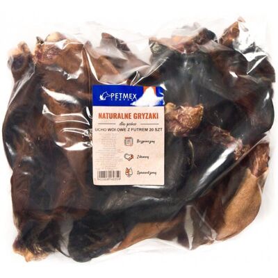PETMEX Ucho wołowe z futrem gryzak naturalny 20szt. PETMEX Ucho wołowe z futrem gryzak naturalny 20szt.