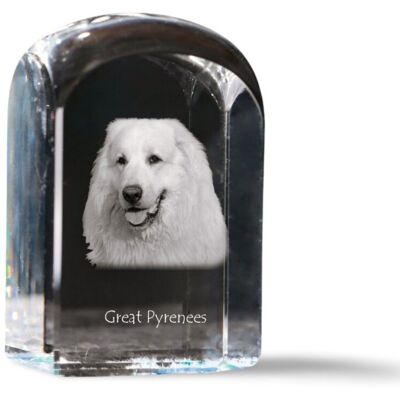 Pirenejski pies górski, Great pyrenees - kryształowa kostka ze zdjęciem, zdjęcie psa w krysztale, sześcienny przycisk do papieru marki Art-Dog Pirenejski pies górski, Great pyrenees - kryształowa kostka ze zdjęciem, zdjęcie psa w krysztale, sześcienny przycisk do papieru marki Art-Dog