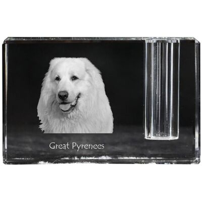 Pirenejski pies górski, Great pyrenees - stojak na długopis, kryształowy organizer ze zdjęciem psa, unikatowa ozdoba biurka marki Art-Dog Pirenejski pies górski, Great pyrenees - stojak na długopis, kryształowy organizer ze zdjęciem psa, unikatowa ozdoba biurka marki Art-Dog