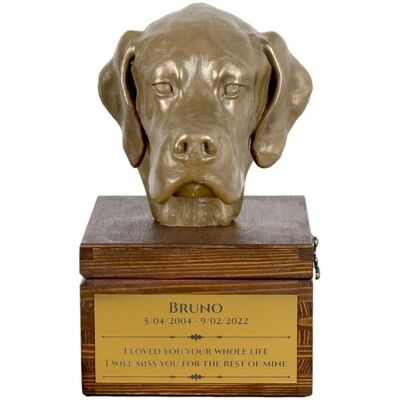 Pointer - skrzynia pamiątkowa psa ze statuetką, mała skrzynia dla psa, personalizowana skrzynia z popiersiem psa marki Art-Dog Pointer - skrzynia pamiątkowa psa ze statuetką, mała skrzynia dla psa, personalizowana skrzynia z popiersiem psa marki Art-Dog