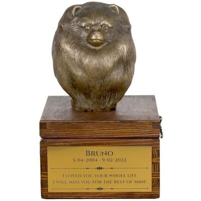 Pomeranian, Szpic miniaturowy - skrzynia pamiątkowa psa ze statuetką, mała skrzynia dla psa, personalizowana skrzynia z popiersiem psa marki Art-Dog Pomeranian, Szpic miniaturowy - skrzynia pamiątkowa psa ze statuetką, mała skrzynia dla psa, personalizowana skrzynia z popiersiem psa marki Art-Dog