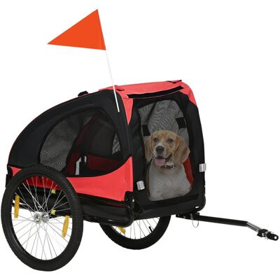 Przyczepka rowerowa dla psa PawHut, składana, szybkozłączka, wodoodporna, tkanina Oxford, stal, 140 x 71 x 83 cm, kolor czerwony Przyczepka rowerowa dla psa PawHut, składana, szybkozłączka, wodoodporna, tkanina Oxford, stal, 140 x 71 x 83 cm, kolor czerwony
