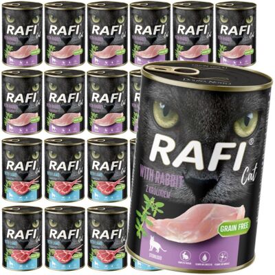 Rafi Cat Adult 24x400g Bezzbożowa Mokra Karma Dla Kotów Sterylizowanych Jagnięcina Królik Rafi Cat Adult 24x400g Bezzbożowa Mokra Karma Dla Kotów Sterylizowanych Jagnięcina Królik