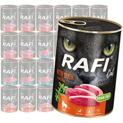 Rafi Cat Adult Bezzbożowa Mokra Karma Dla Kota Mix Smaków 24x400g Kaczka Tuńczyk Cielęcina Rafi Cat Adult Bezzbożowa Mokra Karma Dla Kota Mix Smaków 24x400g Kaczka Tuńczyk Cielęcina