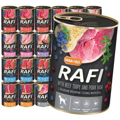 Rafi Mokra Karma Dla Psów Dorosłych Mix 6 Smaków Puszka 24x400g Wołowina Indyk Królik Jagnięcina Kaczka Wieprzowina Rafi Mokra Karma Dla Psów Dorosłych Mix 6 Smaków Puszka 24x400g Wołowina Indyk Królik Jagnięcina Kaczka Wieprzowina