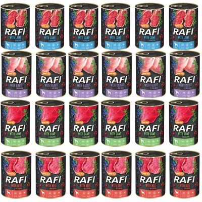 Inny producent Rafi Pelnoporcjowa Mokra Karma Dla Psa Mix Smaków Zestaw 24x400g Inny producent Rafi Pelnoporcjowa Mokra Karma Dla Psa Mix Smaków Zestaw 24x400g
