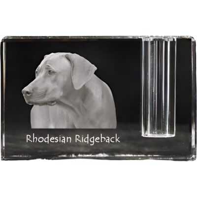 Rhodesian Ridgeback, Afrykański pies na lwy - stojak na długopis, kryształowy organizer ze zdjęciem psa, unikatowa ozdoba biurka marki Art-Dog Rhodesian Ridgeback, Afrykański pies na lwy - stojak na długopis, kryształowy organizer ze zdjęciem psa, unikatowa ozdoba biurka marki Art-Dog