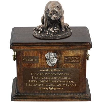 Rottweiler I - skrzynia pamiątkowa psa, skrzynia ze statuetką, personalizowana skrzynia na psie pamiątki marki Art-Dog Rottweiler I - skrzynia pamiątkowa psa, skrzynia ze statuetką, personalizowana skrzynia na psie pamiątki marki Art-Dog