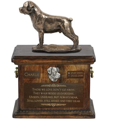 Rottweiler - skrzynia pamiątkowa psa, skrzynia ze statuetką, personalizowana skrzynia na psie pamiątki marki Art-Dog Rottweiler - skrzynia pamiątkowa psa, skrzynia ze statuetką, personalizowana skrzynia na psie pamiątki marki Art-Dog