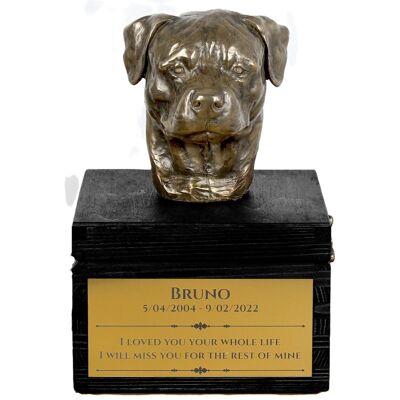 Rottweiler - urna z grawerem i rzeźbą psa, ostatnie pożeganie, produkt ręcznie wykonany marki Art-Dog Rottweiler - urna z grawerem i rzeźbą psa, ostatnie pożeganie, produkt ręcznie wykonany marki Art-Dog