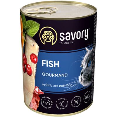 Savory mokra karma dla kota biała ryba 12x400g Savory mokra karma dla kota biała ryba 12x400g