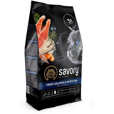 Savory Premium karma sucha dla kota adult łosoś biała ryba 2kg Savory Premium karma sucha dla kota adult łosoś biała ryba 2kg