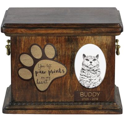Selkirk Rex - skrzynia pamiątkowa kota, skrzynia dla kota ze zdjęciem, personalizowane pudełko na kocie pamiątki marki Art-Dog Selkirk Rex - skrzynia pamiątkowa kota, skrzynia dla kota ze zdjęciem, personalizowane pudełko na kocie pamiątki marki Art-Dog