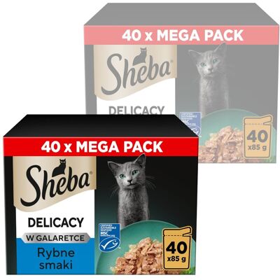 Sheba Delicacy Rybne Smaki w Galaretce 80x85g Mokra Karma Dla Kota Sheba Delicacy Rybne Smaki w Galaretce 80x85g Mokra Karma Dla Kota