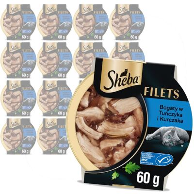 Sheba Filets 16x60g Mokra Karma Dla Kota Z Kurczakiem I Tuńczykiem W Sosie Sheba Filets 16x60g Mokra Karma Dla Kota Z Kurczakiem I Tuńczykiem W Sosie