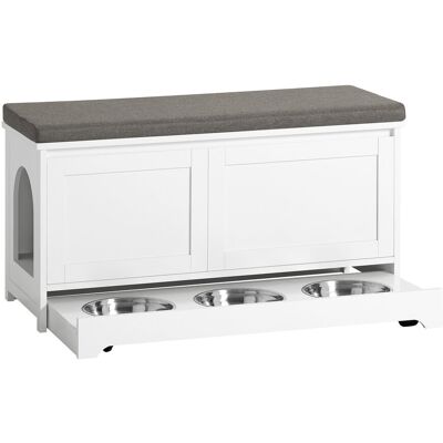 Sobuy Budka Domki Kotów Drewniany Domek Kota Psa 3 Miski Ławka Korytarz Fsr136-W Sobuy Budka Domki Kotów Drewniany Domek Kota Psa 3 Miski Ławka Korytarz Fsr136-W