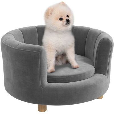 PawHut Sofa dla psa, z oparciem, drewniane nogi, szare PawHut Sofa dla psa, z oparciem, drewniane nogi, szare