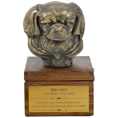 ART Spaniel tybetański, Tibetan Spaniel - skrzynia pamiątkowa psa ze statuetką, mała skrzynia dla psa, personalizowana skrzynia z popiersiem psa marki A.. ART Spaniel tybetański, Tibetan Spaniel - skrzynia pamiątkowa psa ze statuetką, mała skrzynia dla psa, personalizowana skrzynia z popiersiem psa marki A..