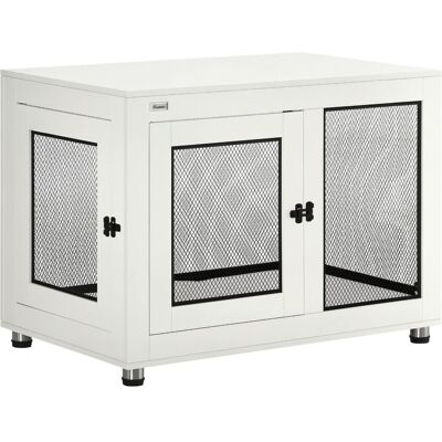 PawHut - Dog Crate Table - White+Black - Dog Crate PawHut - Dog Crate Table - White+Black - Dog Crate