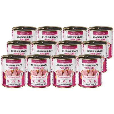 Super Rafi Pure Line Mokra Karma Dla Psa - Indyk Z Batatami Zestaw 12 X 800 G Super Rafi Pure Line Mokra Karma Dla Psa - Indyk Z Batatami Zestaw 12 X 800 G