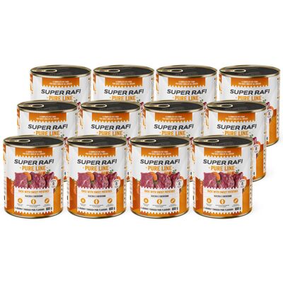 Super Rafi Pure Line Mokra Karma Dla Psa - Kaczka Z Batatami Zestaw 12 X 800 G Super Rafi Pure Line Mokra Karma Dla Psa - Kaczka Z Batatami Zestaw 12 X 800 G