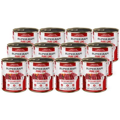 Super Rafi Pure Line Mokra Karma Dla Psa - Wołowina Z Batatami Zestaw 12 X 800 G Super Rafi Pure Line Mokra Karma Dla Psa - Wołowina Z Batatami Zestaw 12 X 800 G