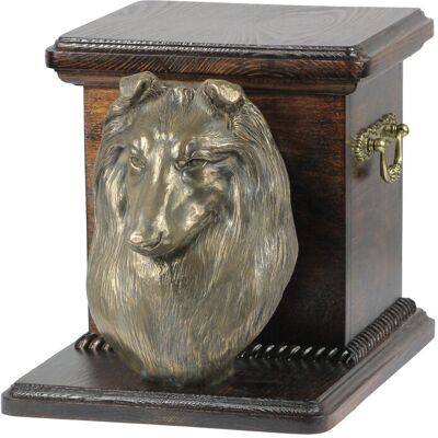 Szkocki Owczarek - skrzynia pamiątkowa psa ze statuetką, elegancka skrzynia dla psa, wyjątkowa skrzynia z popiersiem psa marki Art-Dog Szkocki Owczarek - skrzynia pamiątkowa psa ze statuetką, elegancka skrzynia dla psa, wyjątkowa skrzynia z popiersiem psa marki Art-Dog