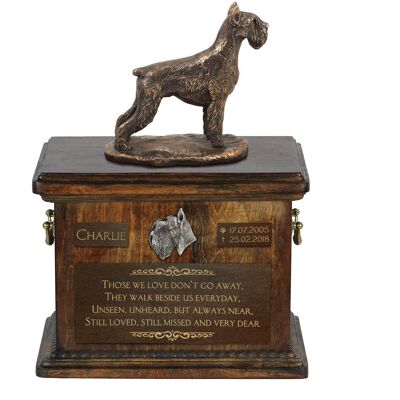 Sznaucer, Schnauzer I - skrzynia pamiątkowa psa, skrzynia ze statuetką, personalizowana skrzynia na psie pamiątki marki Art-Dog Sznaucer, Schnauzer I - skrzynia pamiątkowa psa, skrzynia ze statuetką, personalizowana skrzynia na psie pamiątki marki Art-Dog
