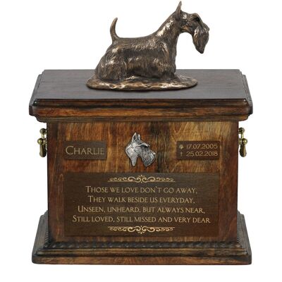 Terier szkocki, Aberdeen Terrier I - skrzynia pamiątkowa psa, skrzynia ze statuetką, personalizowana skrzynia na psie pamiątki marki Art-Dog Terier szkocki, Aberdeen Terrier I - skrzynia pamiątkowa psa, skrzynia ze statuetką, personalizowana skrzynia na psie pamiątki marki Art-Dog