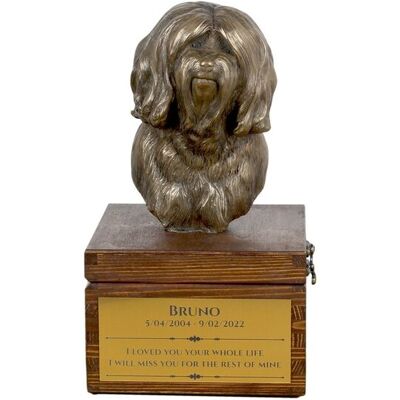 ART Terier tybetański, Tibetan Terrier - skrzynia pamiątkowa psa ze statuetką, mała skrzynia dla psa, personalizowana skrzynia z popiersiem psa marki Ar.. ART Terier tybetański, Tibetan Terrier - skrzynia pamiątkowa psa ze statuetką, mała skrzynia dla psa, personalizowana skrzynia z popiersiem psa marki Ar..
