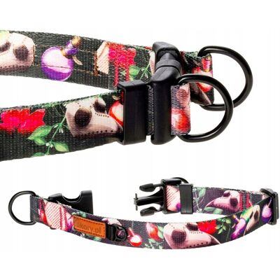 TRWAŁA OBROŻA podwójne zapięcie taśma DUŻY PIES L/XL 30 mm Ukory WZÓR skull TRWAŁA OBROŻA podwójne zapięcie taśma DUŻY PIES L/XL 30 mm Ukory WZÓR skull