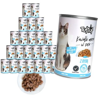Tuf Tuf TufTuf mokra karma dla kota Ryba puszka 24x415g Kawałki w sosie Tuf Tuf TufTuf mokra karma dla kota Ryba puszka 24x415g Kawałki w sosie