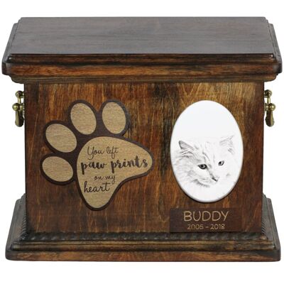 Turecka angora - skrzynia pamiątkowa kota, skrzynia dla kota ze zdjęciem, personalizowane pudełko na kocie pamiątki marki Art-Dog Turecka angora - skrzynia pamiątkowa kota, skrzynia dla kota ze zdjęciem, personalizowane pudełko na kocie pamiątki marki Art-Dog