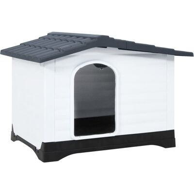 vidaXL domek dla psa szary 90,5x68x66 cm z polipropylenu - Domek dla psa vidaXL domek dla psa szary 90,5x68x66 cm z polipropylenu - Domek dla psa