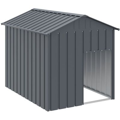 Vidaxl Buda Dla Psa, Z Dachem, Antracytowa, 117X153X123 cm, Stal Vidaxl Buda Dla Psa, Z Dachem, Antracytowa, 117X153X123 cm, Stal