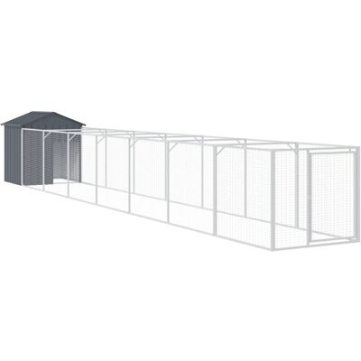 Budka dla psa vidaXL z dachem - Antracytowa - 117x813x123 cm - Kennel z wybiegiem Budka dla psa vidaXL z dachem - Antracytowa - 117x813x123 cm - Kennel z wybiegiem