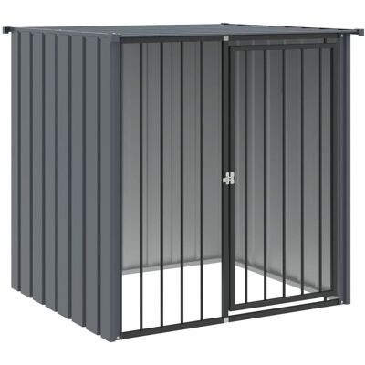 Vidaxl Buda Dla Psa, Z Dachem, Czarna, 110X103X109 cm, Stal Vidaxl Buda Dla Psa, Z Dachem, Czarna, 110X103X109 cm, Stal